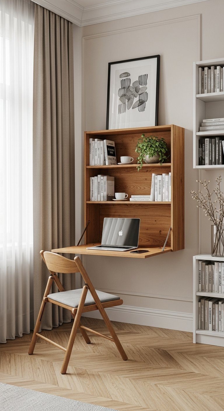 bureau rabattable murale bois