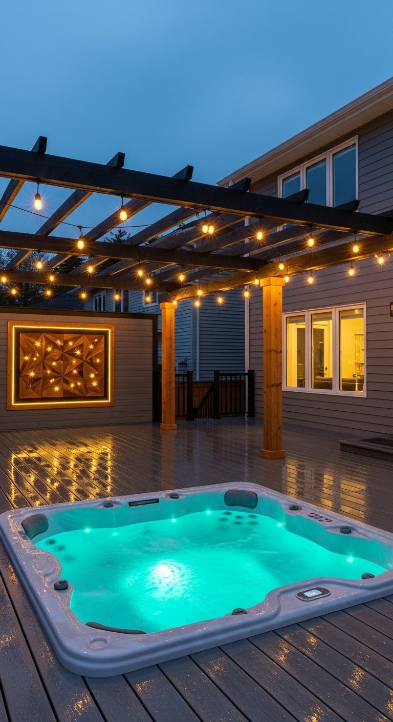 jacuzzi exterieur terrasse art mural