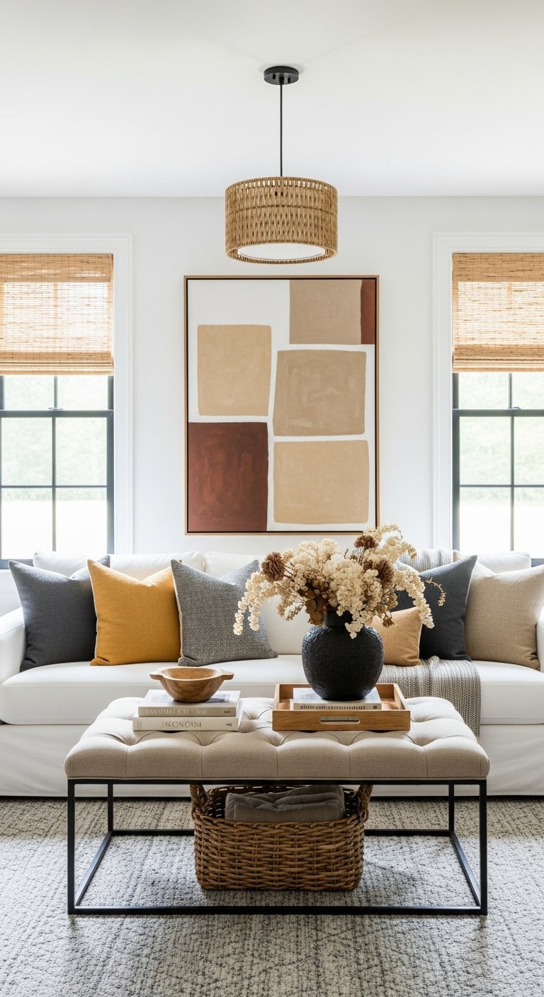 salon moderne beige art abstrait