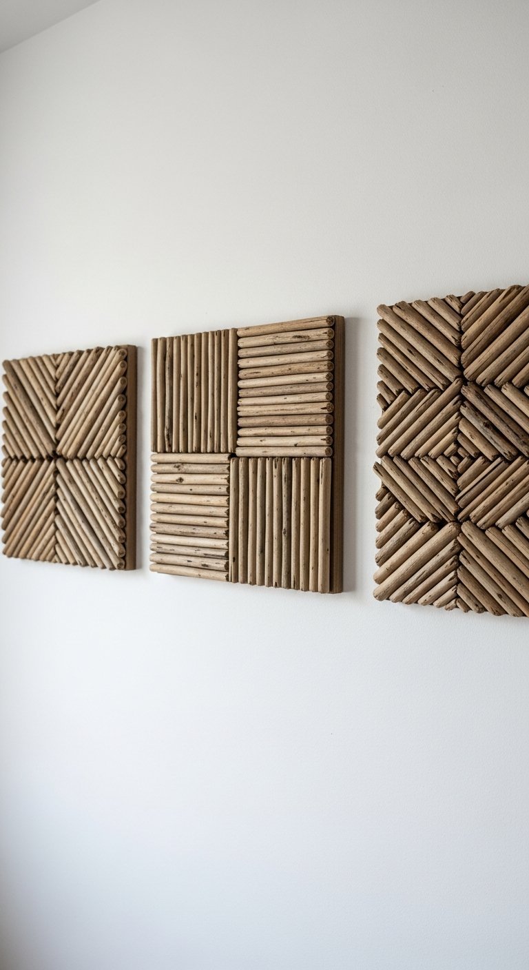 triptyque art mural bois texture