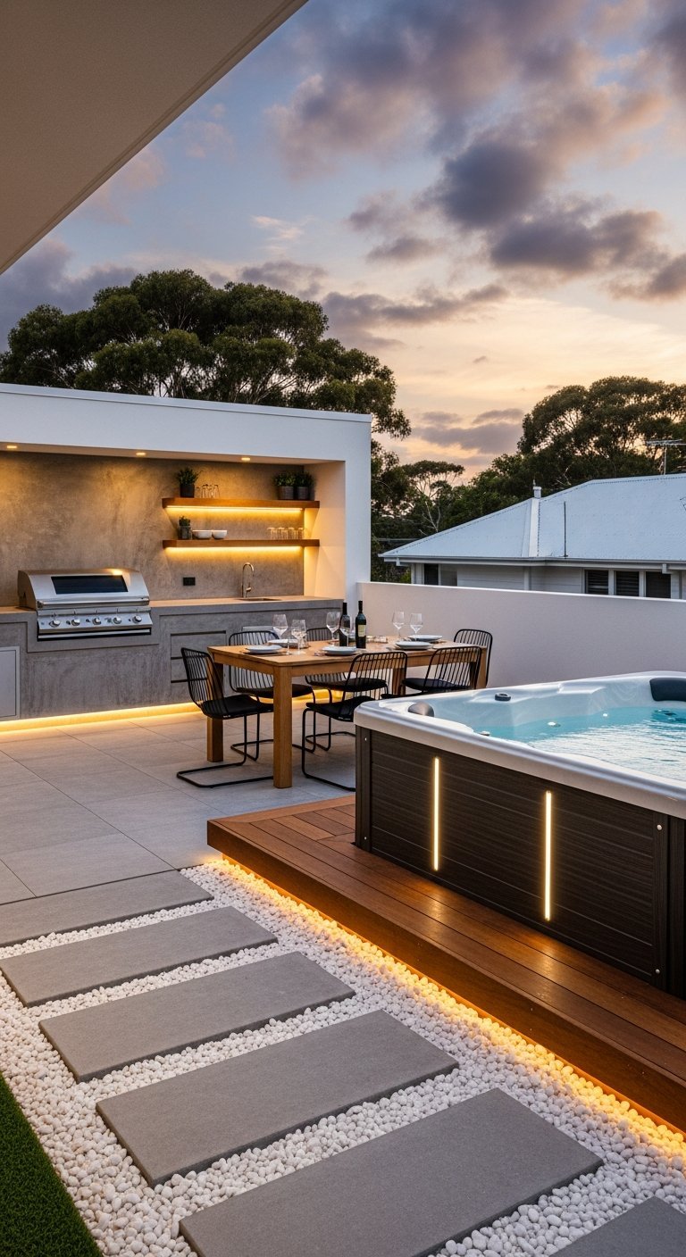 jacuzzi exterieur terrasse design blanc
