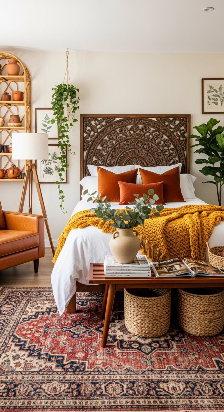 tete de lit bois sculpte mandala