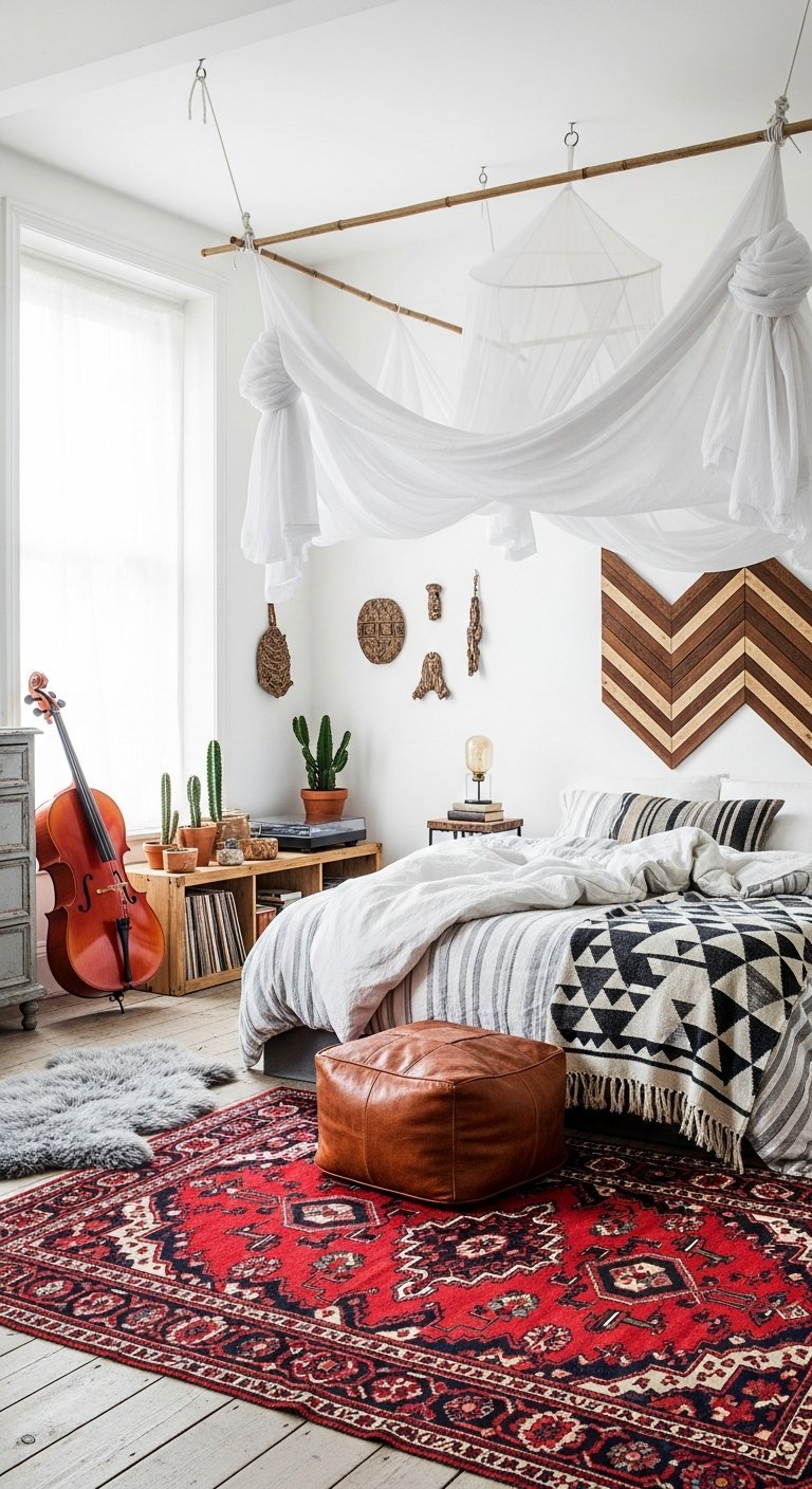 baldaquin bambou voilages transparents