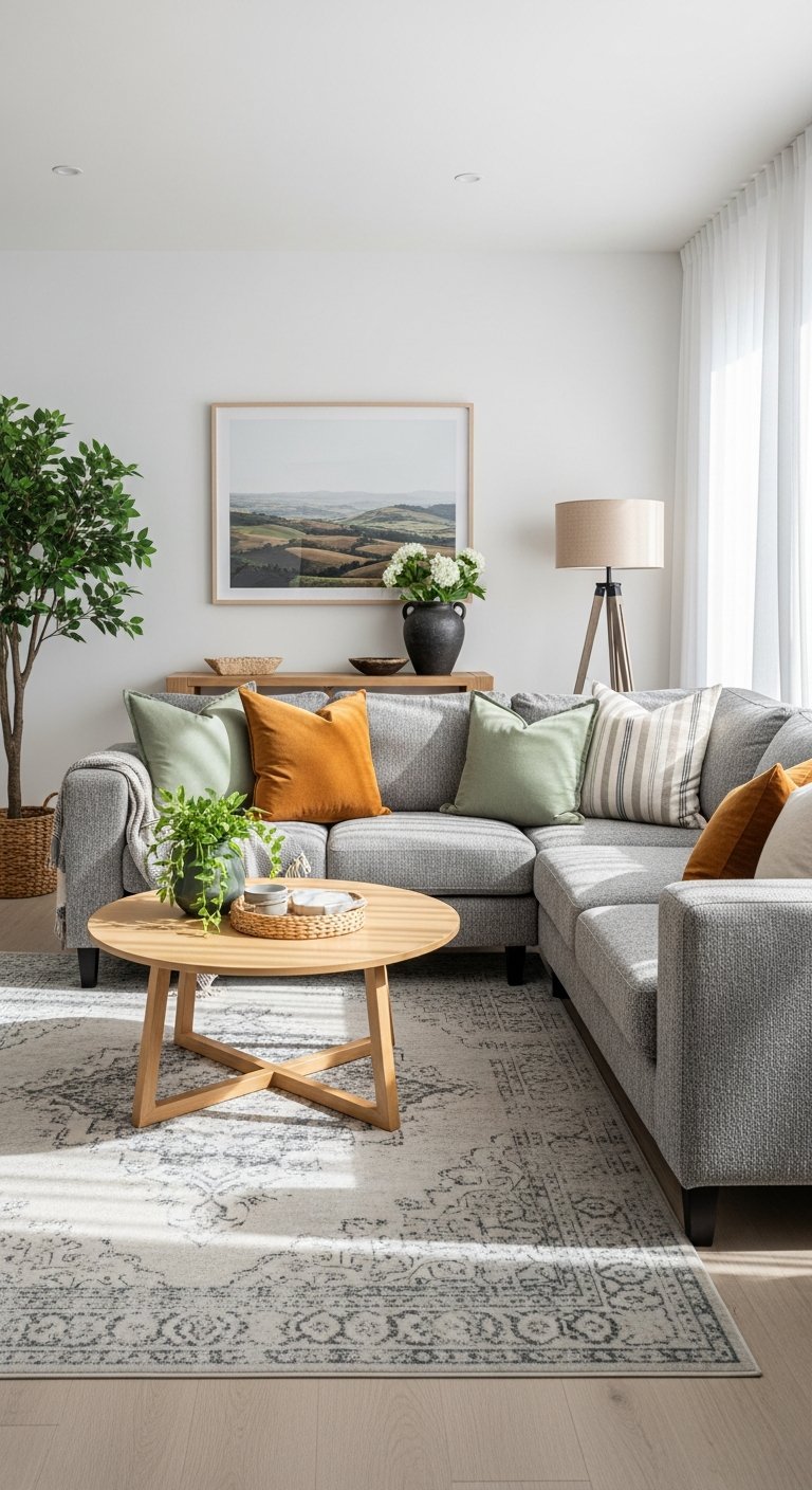 canape gris coussin vert