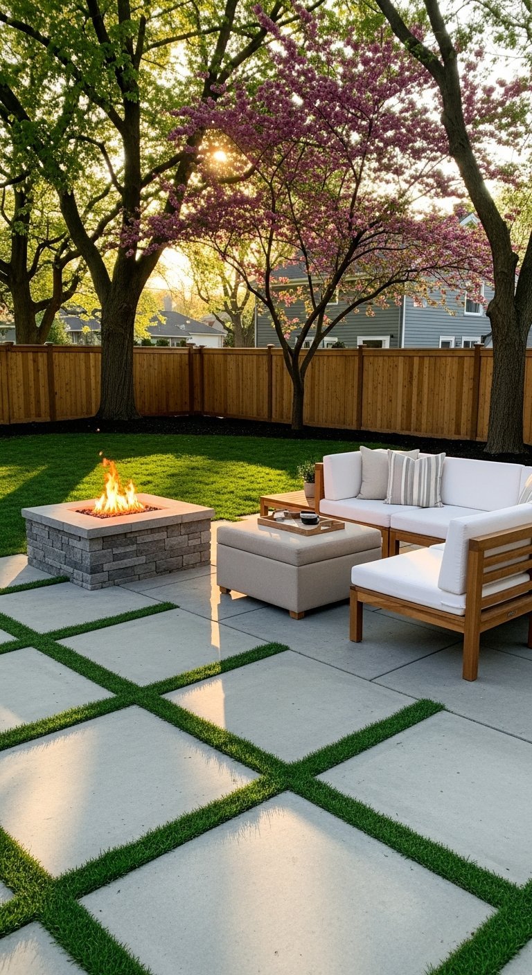 terrasse maison dalles gazon