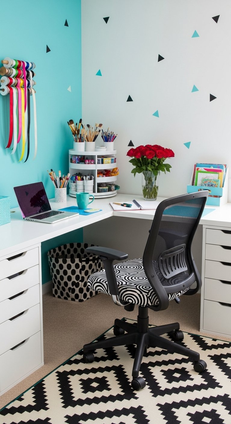 coin bureau mur bleu art