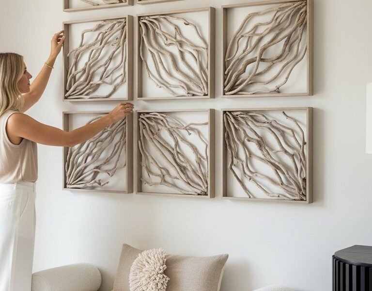 mur cadres art bois flotte