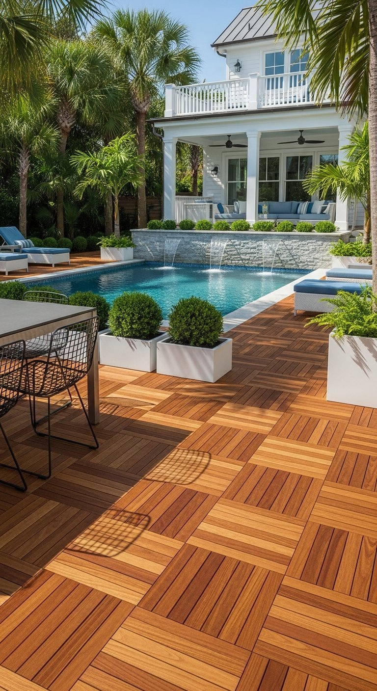 caillebotis bois piscine