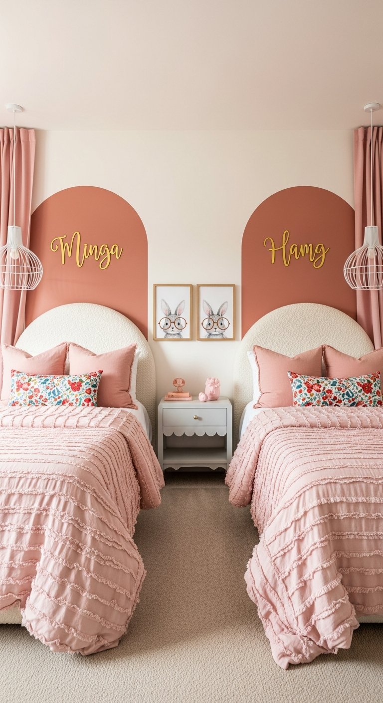 double arche rose lits jumeaux