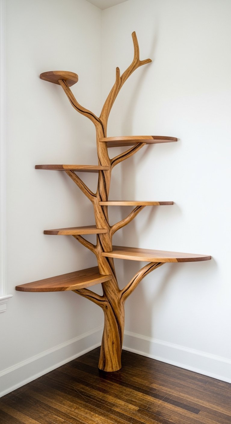 etagere angle forme arbre