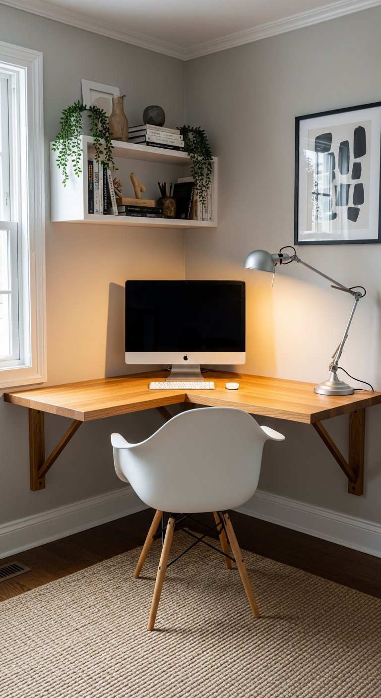 bureau suspendu moderne gris