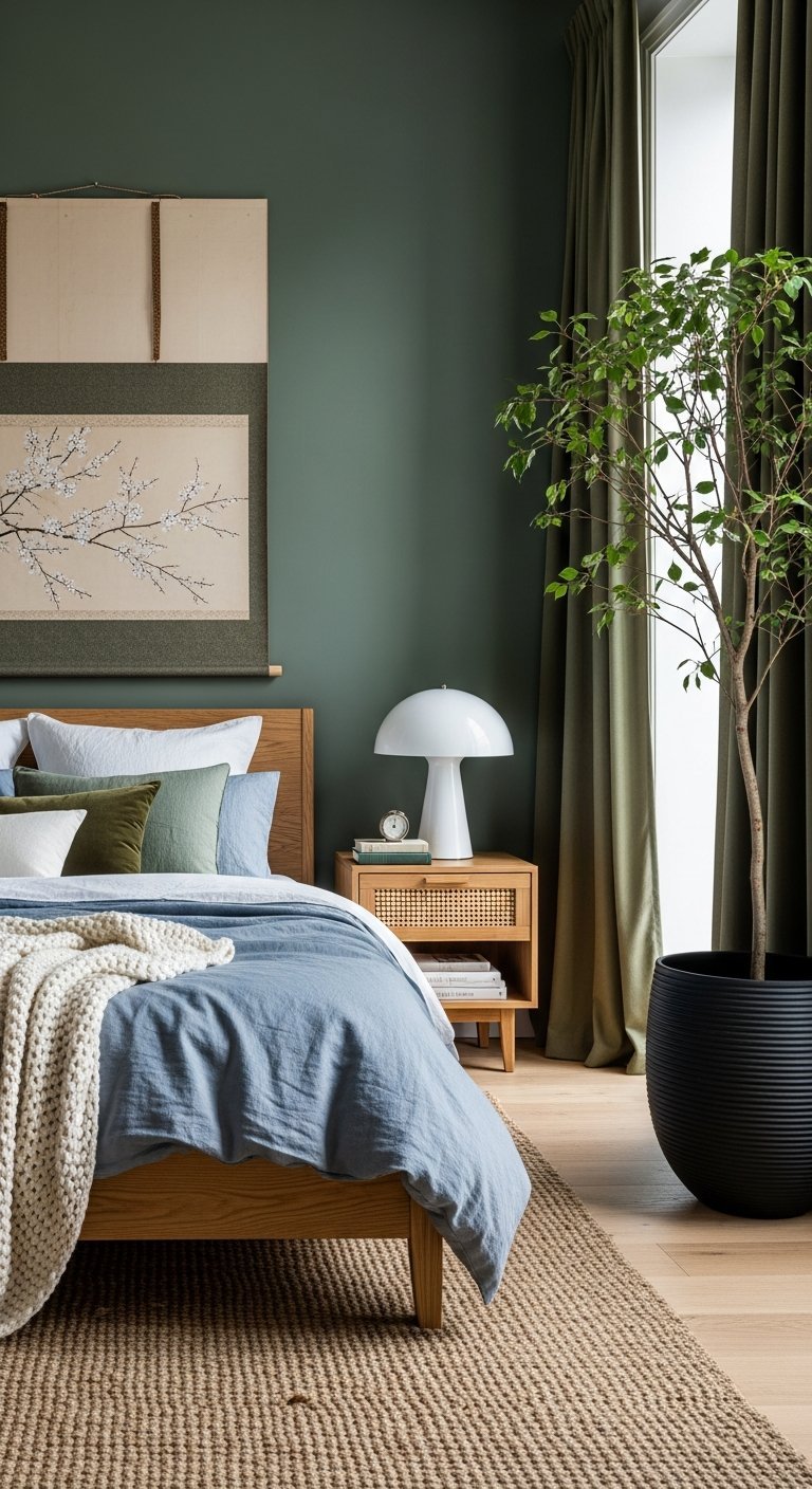 chambre japandi arbre interieur