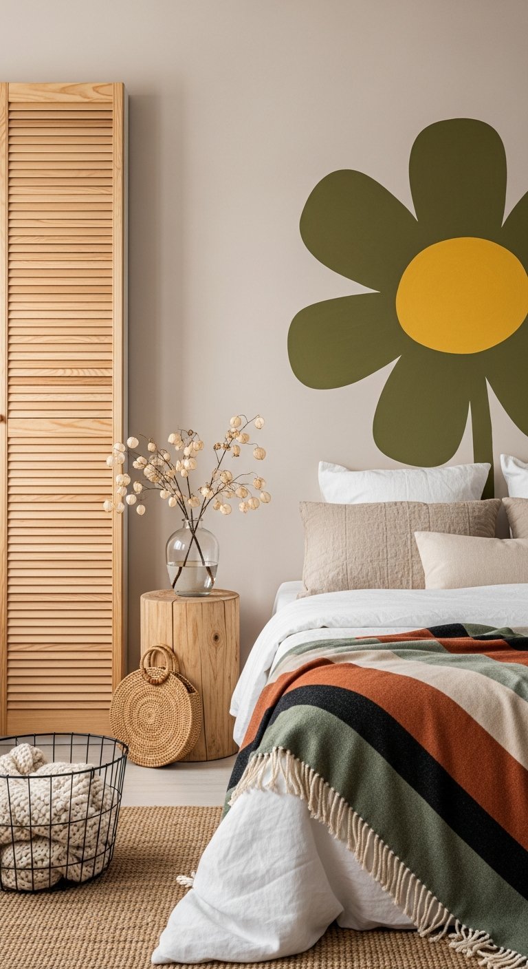 forme fleur verte mur