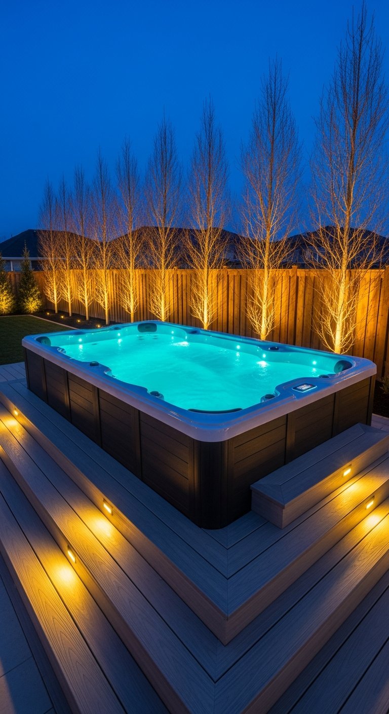 jacuzzi exterieur terrasse bassin illumine