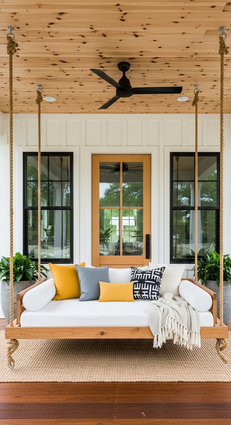 lit suspendu terrasse cordes