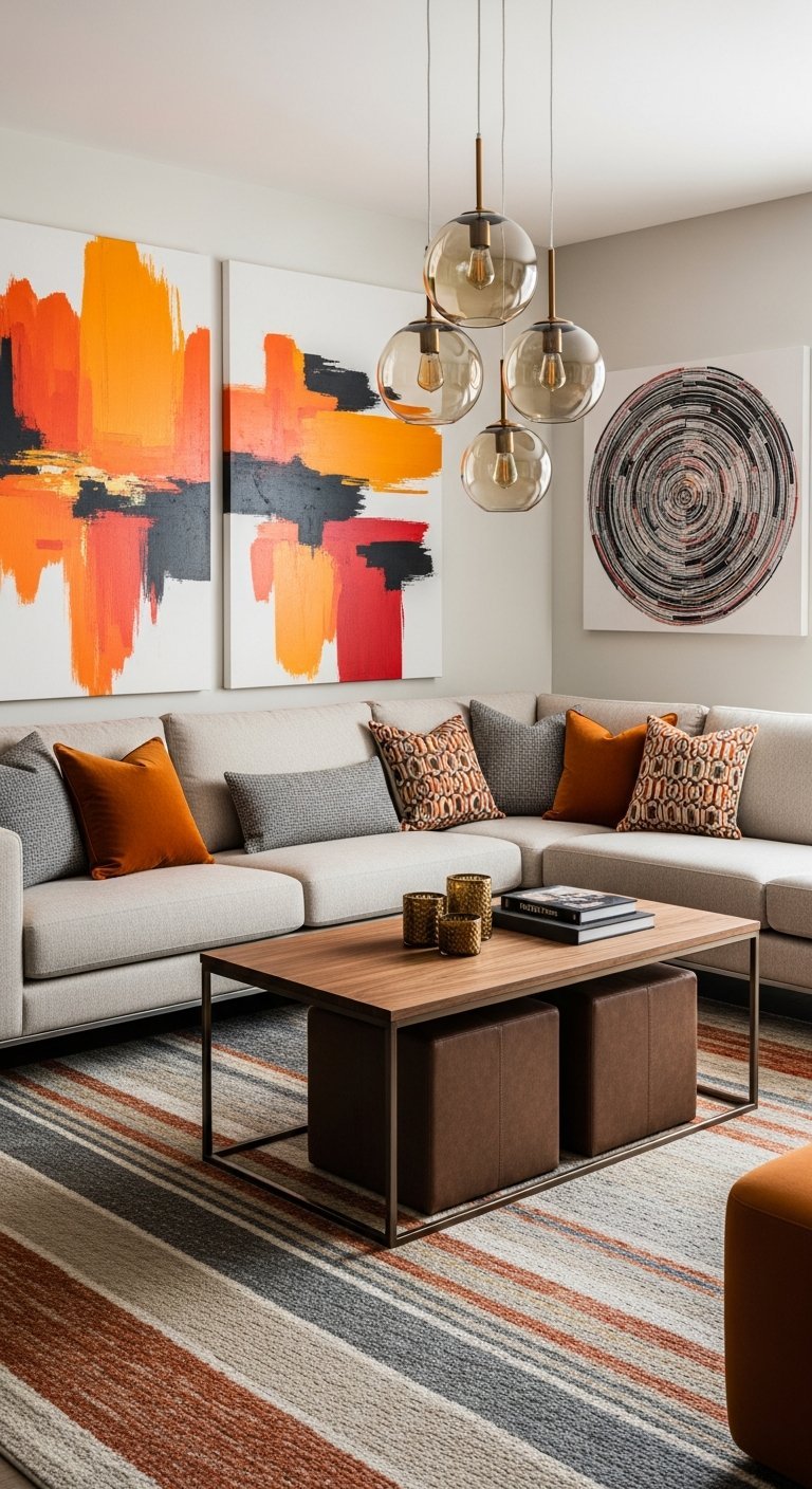 luminaires ambre salon chaud