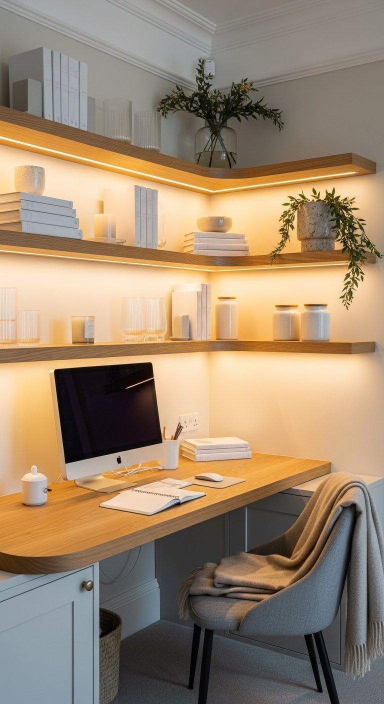 bureau bois courbe led