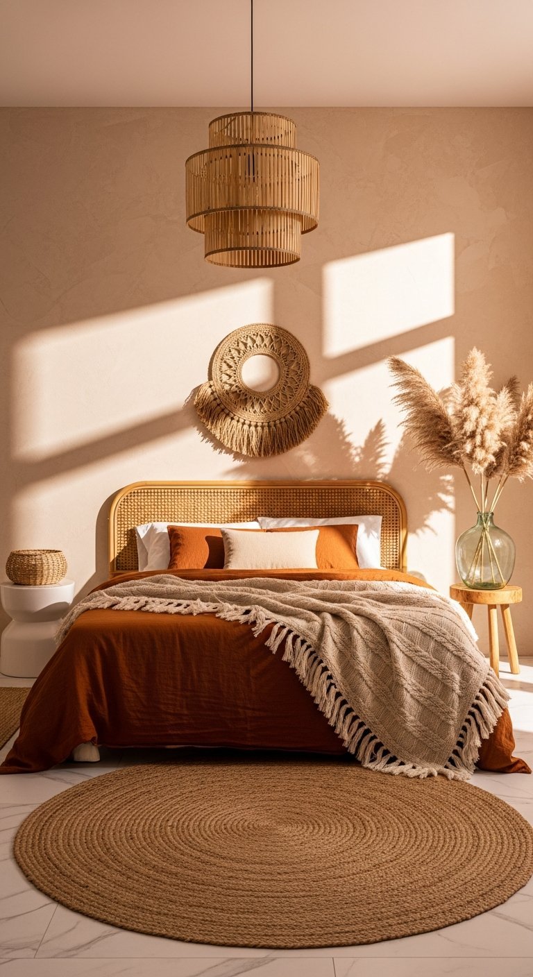 Lit rotin tapis jute naturel