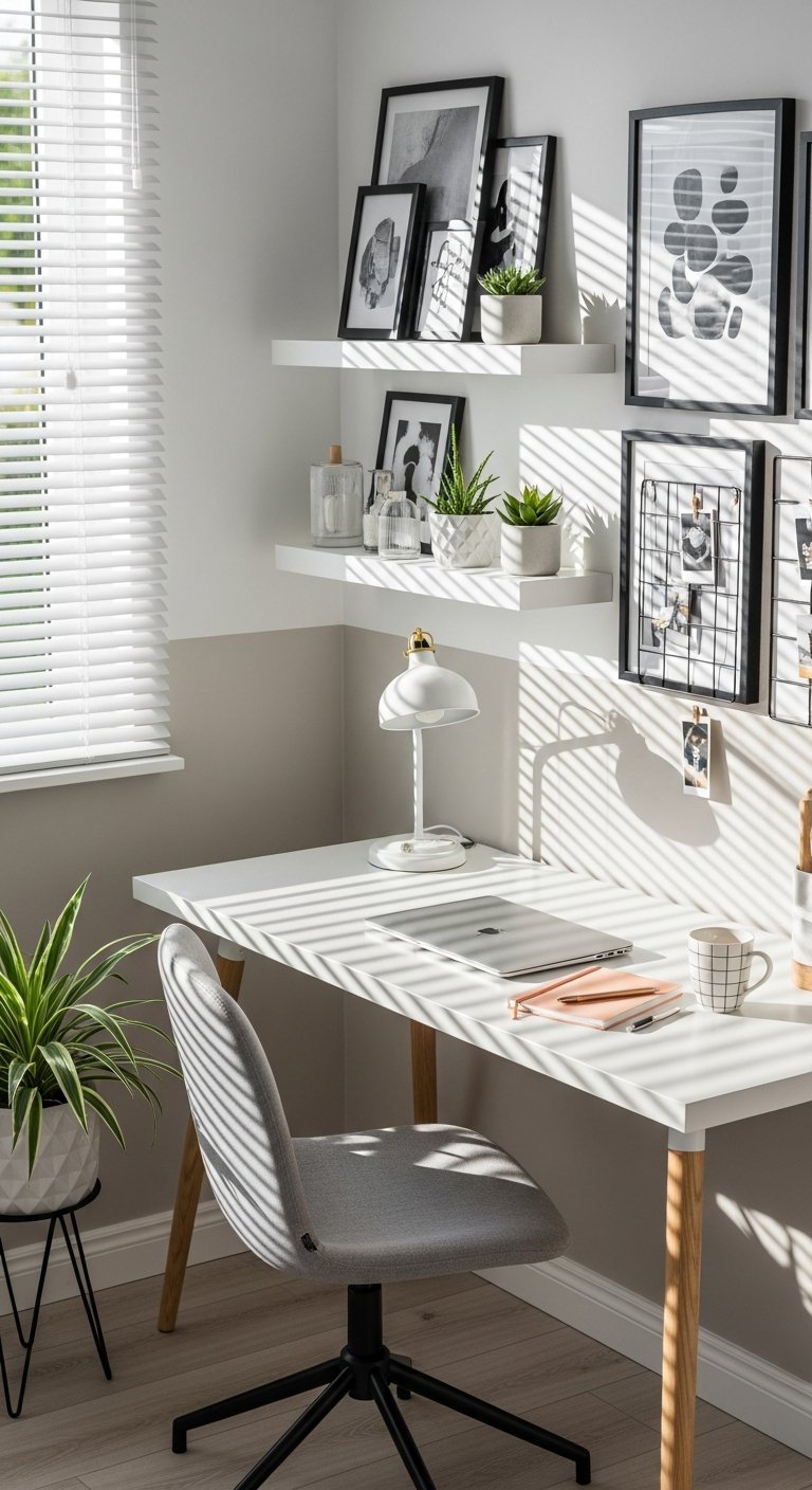 bureau angle noir et blanc