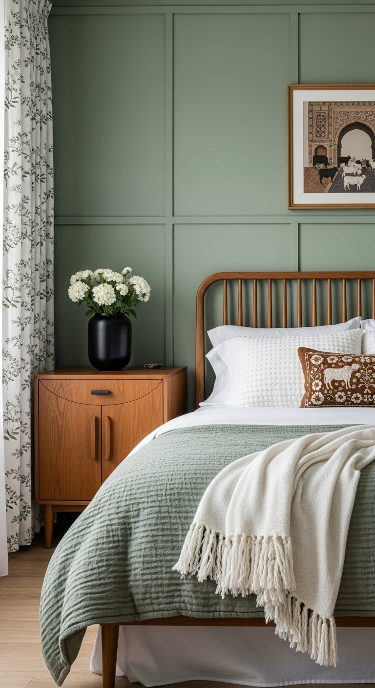 lit barreaux bois style retro