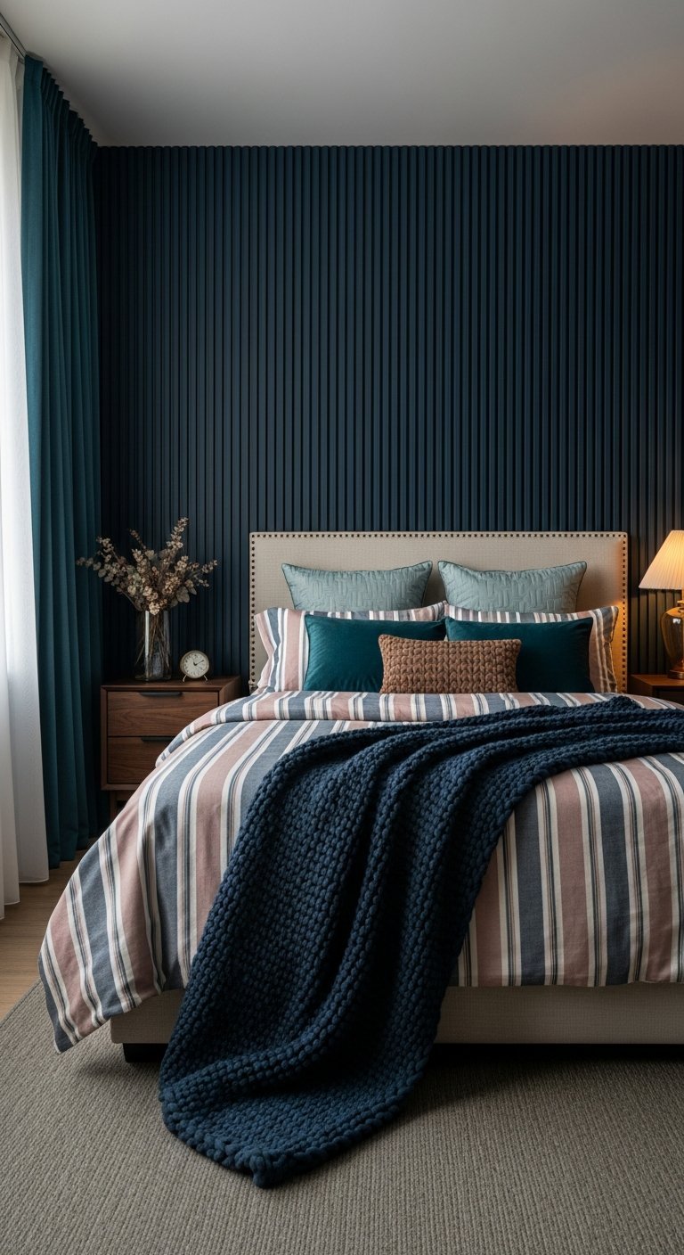 tete de lit tasseau bleu nuit