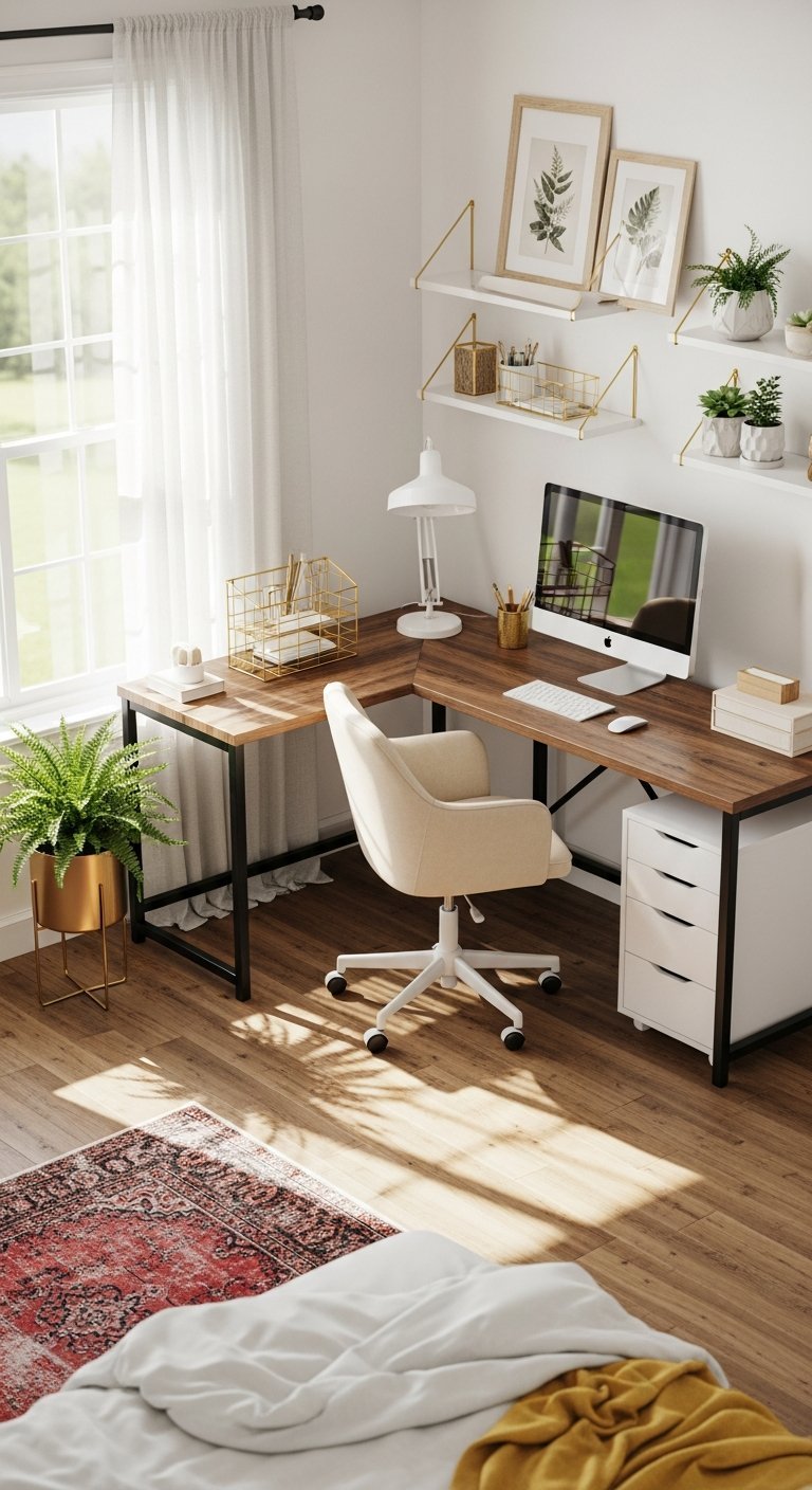 grand bureau bois fenetre