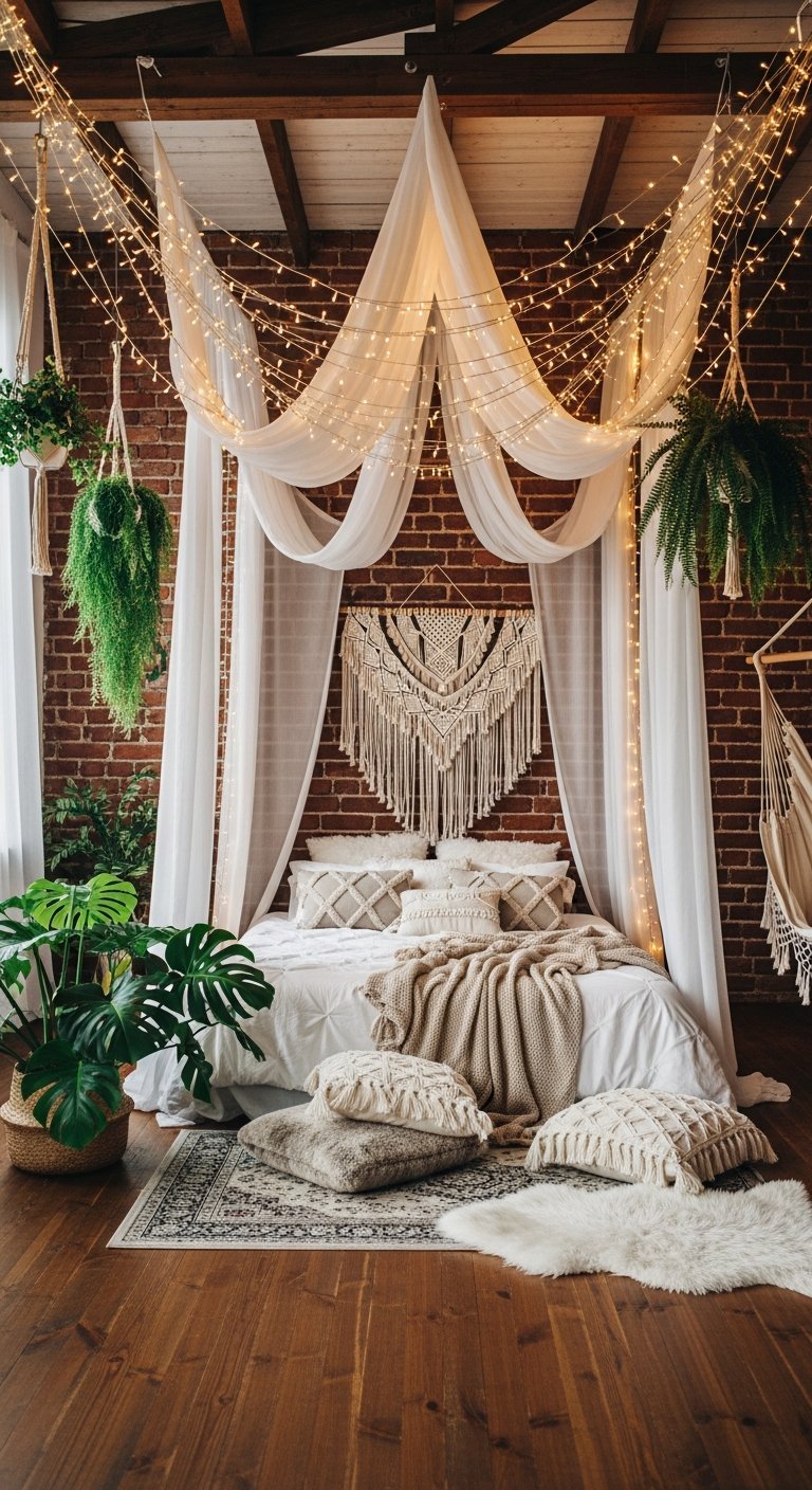 voilages briques blanches plantes