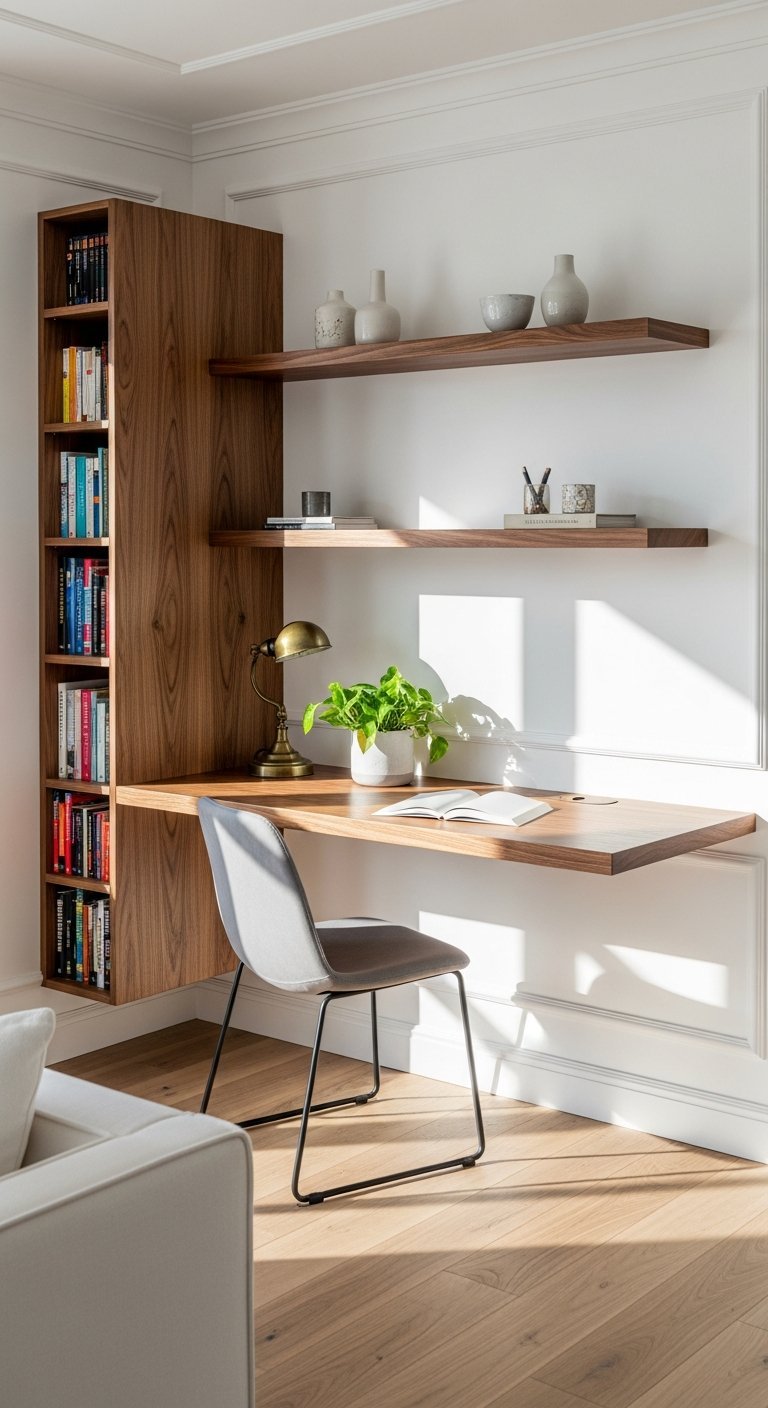 bibliotheque noyer bureau integre