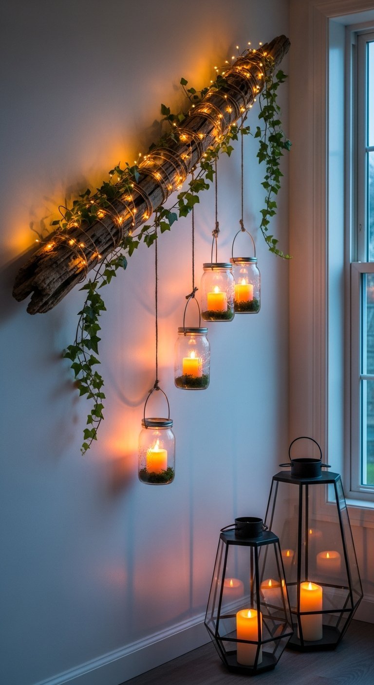 suspension lumineuse rustique bocaux