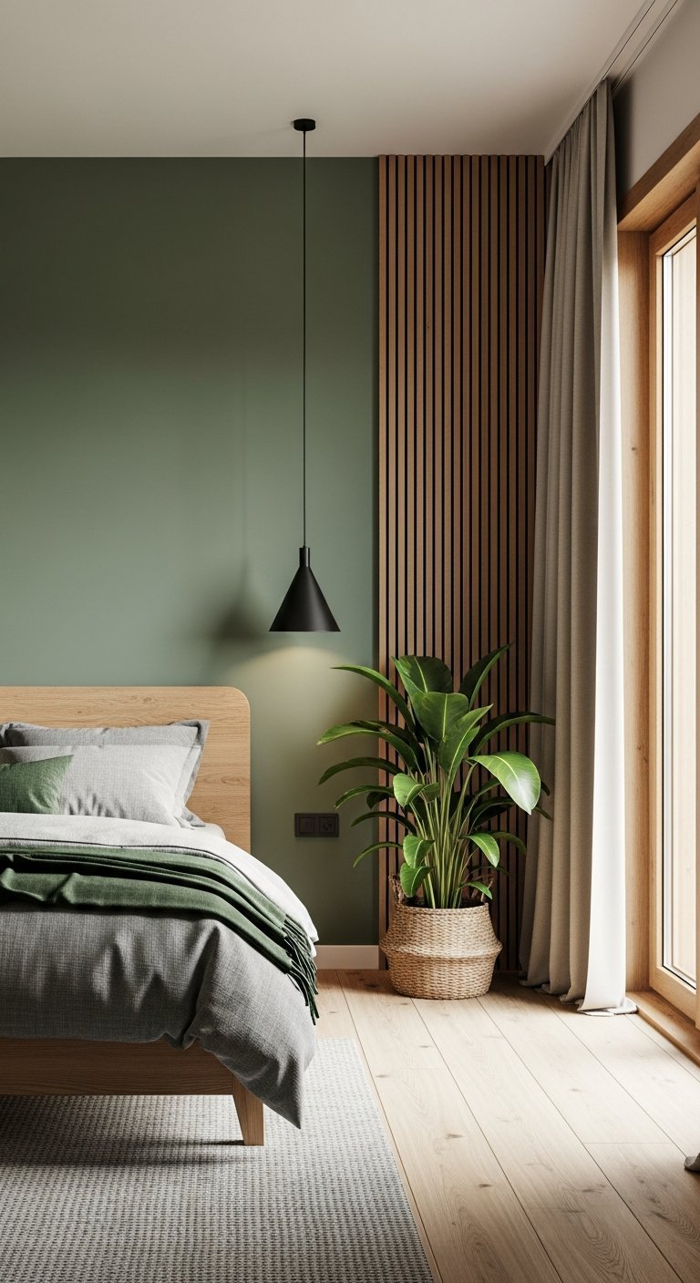 tete de lit tasseaux bois moderne