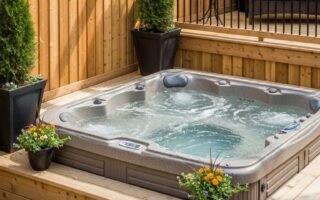 jacuzzi exterieur terrasse ecran bois