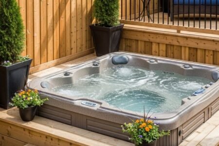 jacuzzi exterieur terrasse ecran bois