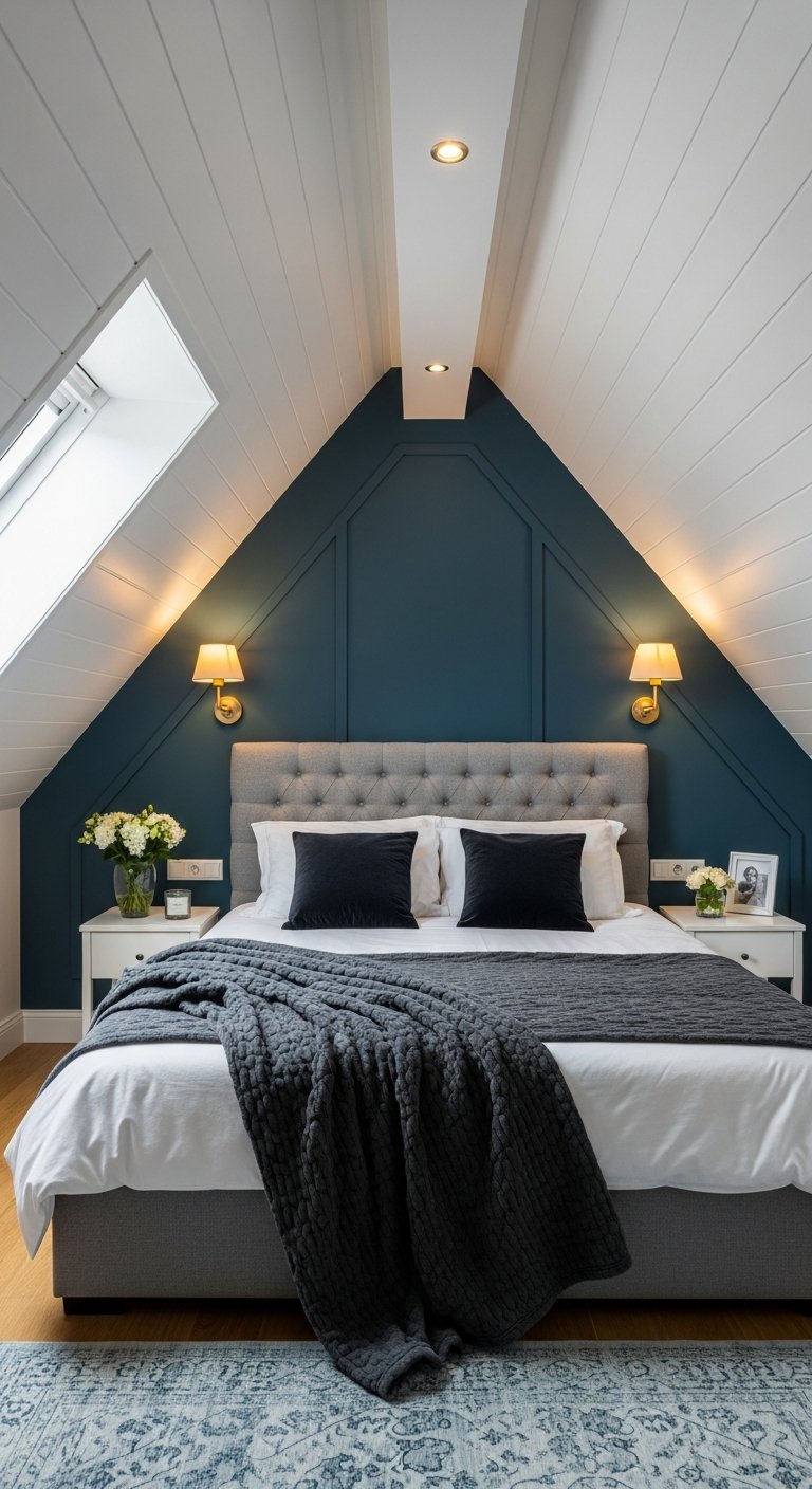 mur bleu nuit appliques or