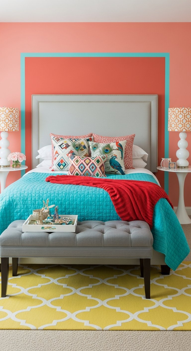 encadrement peinture turquoise