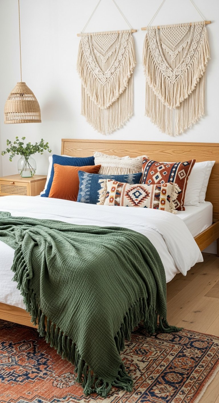 mix coussins motifs macrame