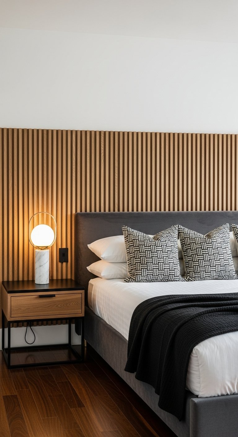 tete de lit tasseau geometrique gris