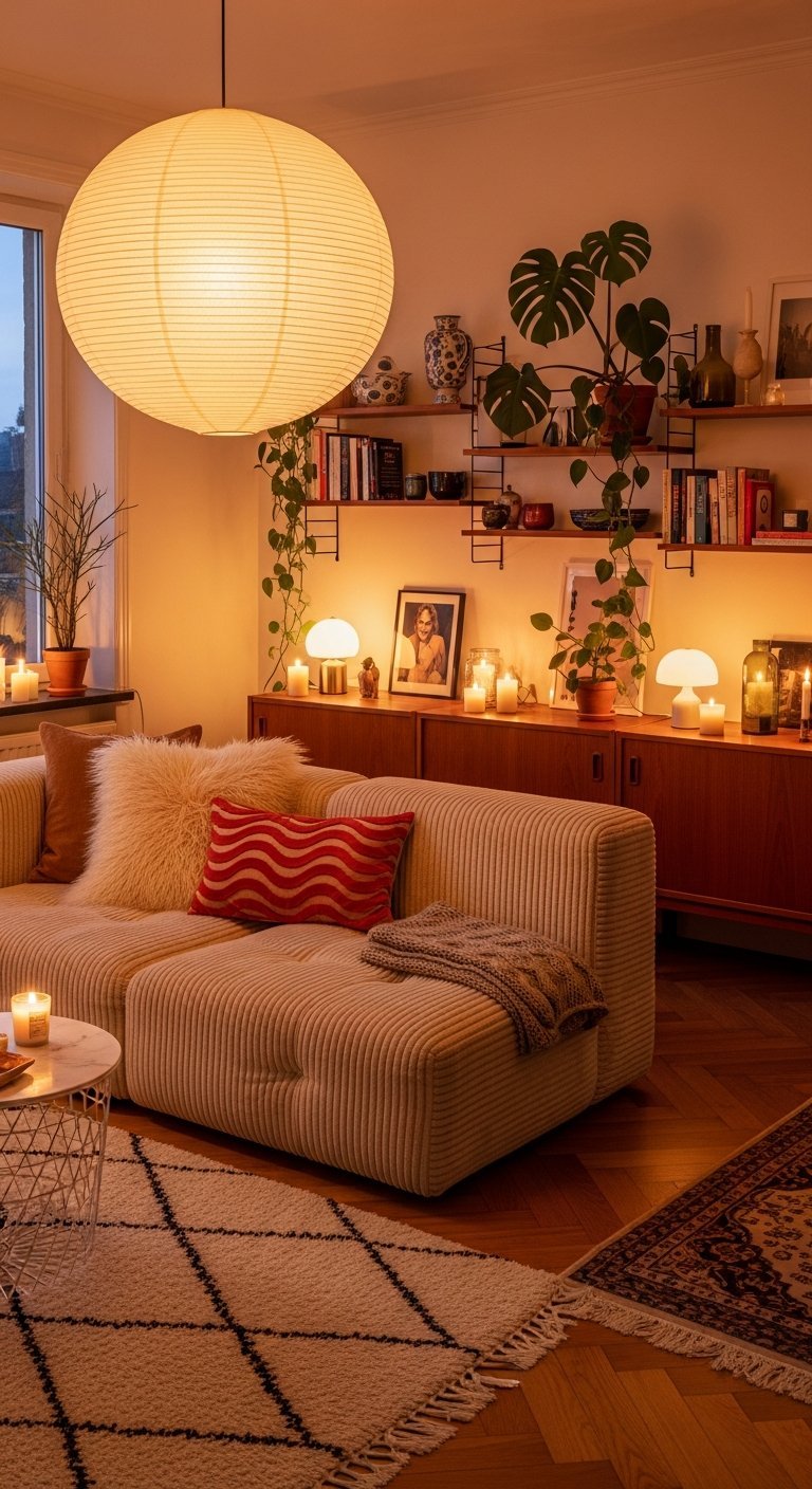 salon ambiance rouge tamisee