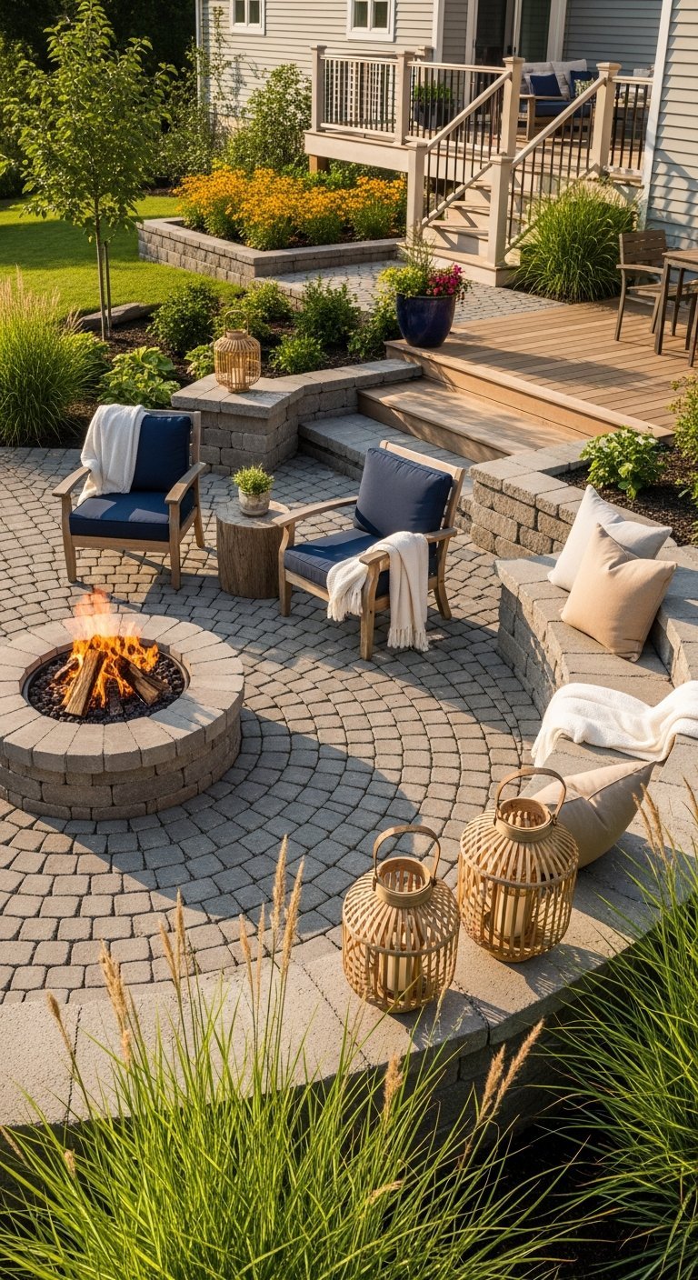 terrasse maison cercle pierre