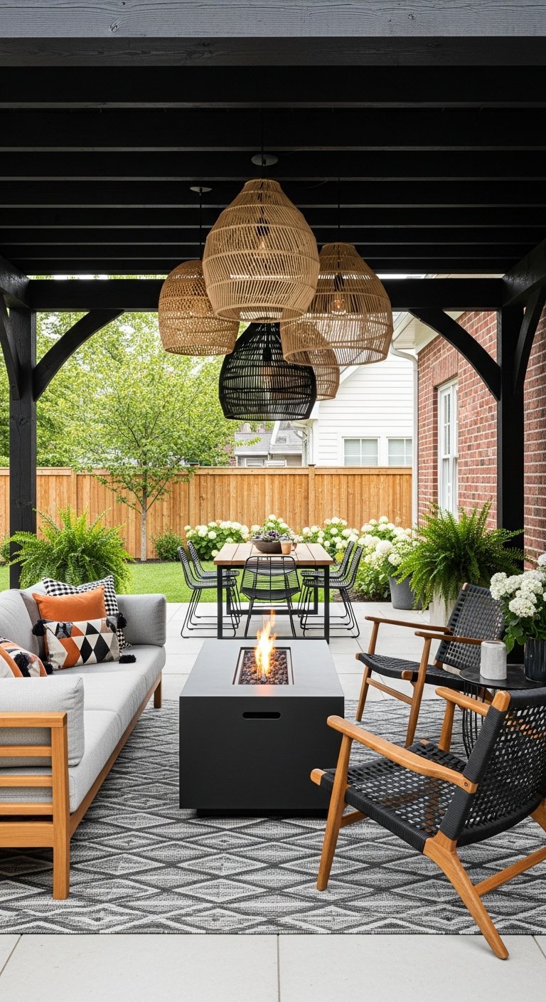 terrasse maison suspensions osier