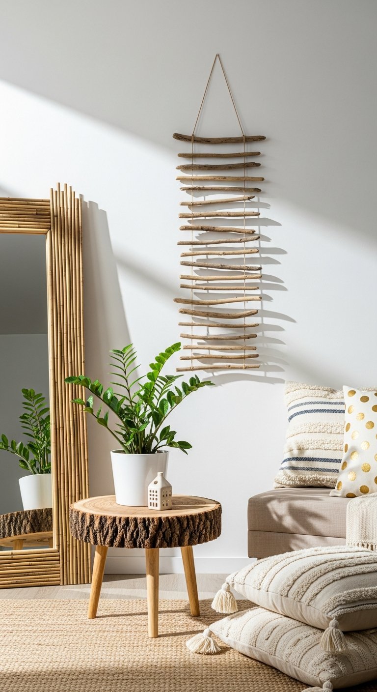 echelle deco murale bois corde