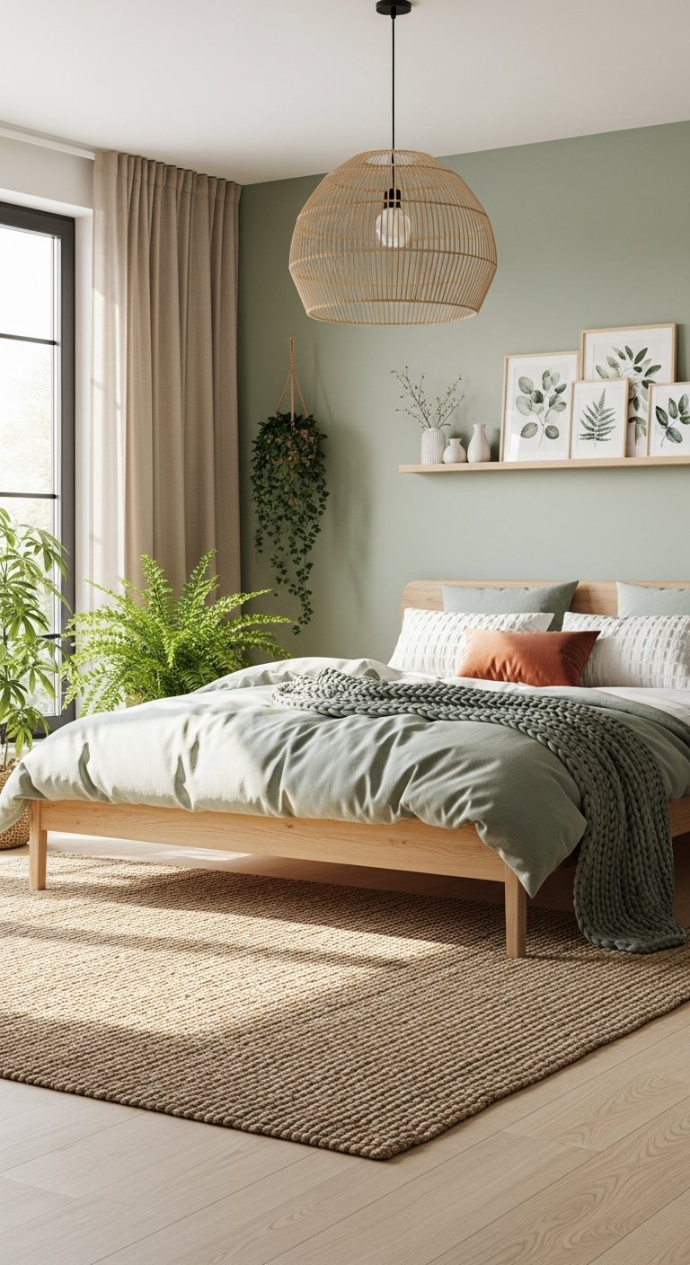 suspension bambou plantes vertes