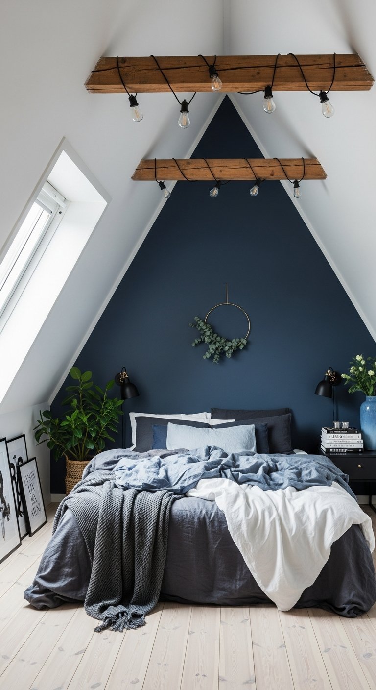 bleu marine poutres bois