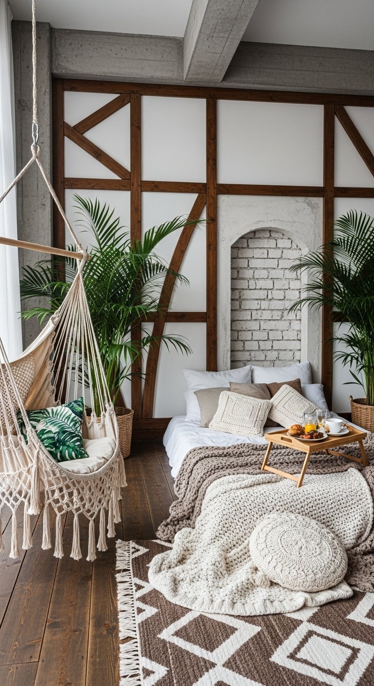 hamac macrame plantes interieur