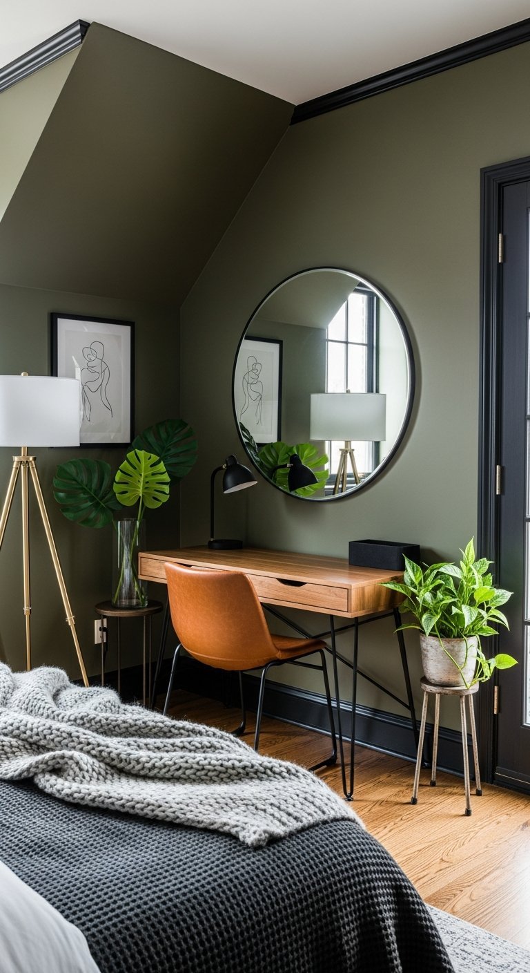 coin bureau chambre vert fonce