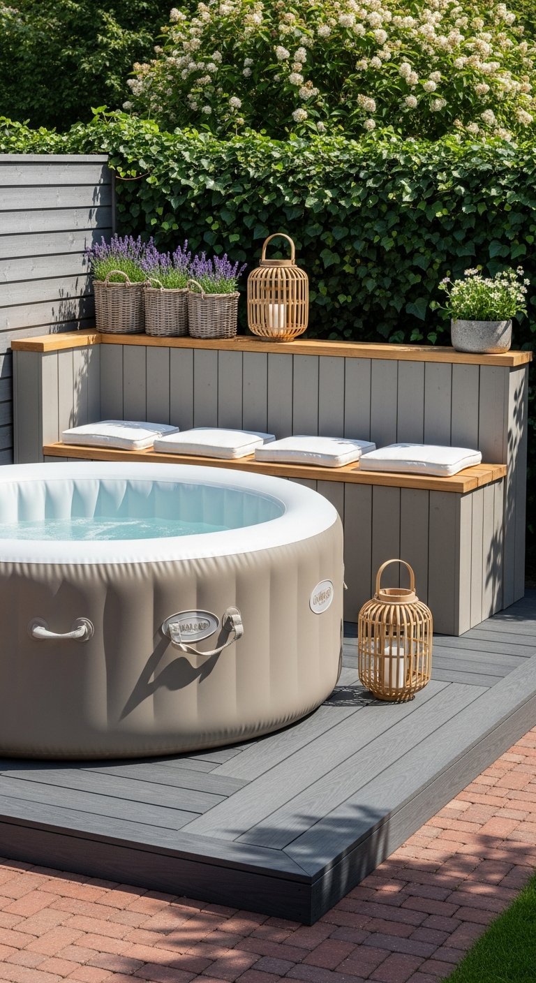jacuzzi exterieur terrasse gonflable gris