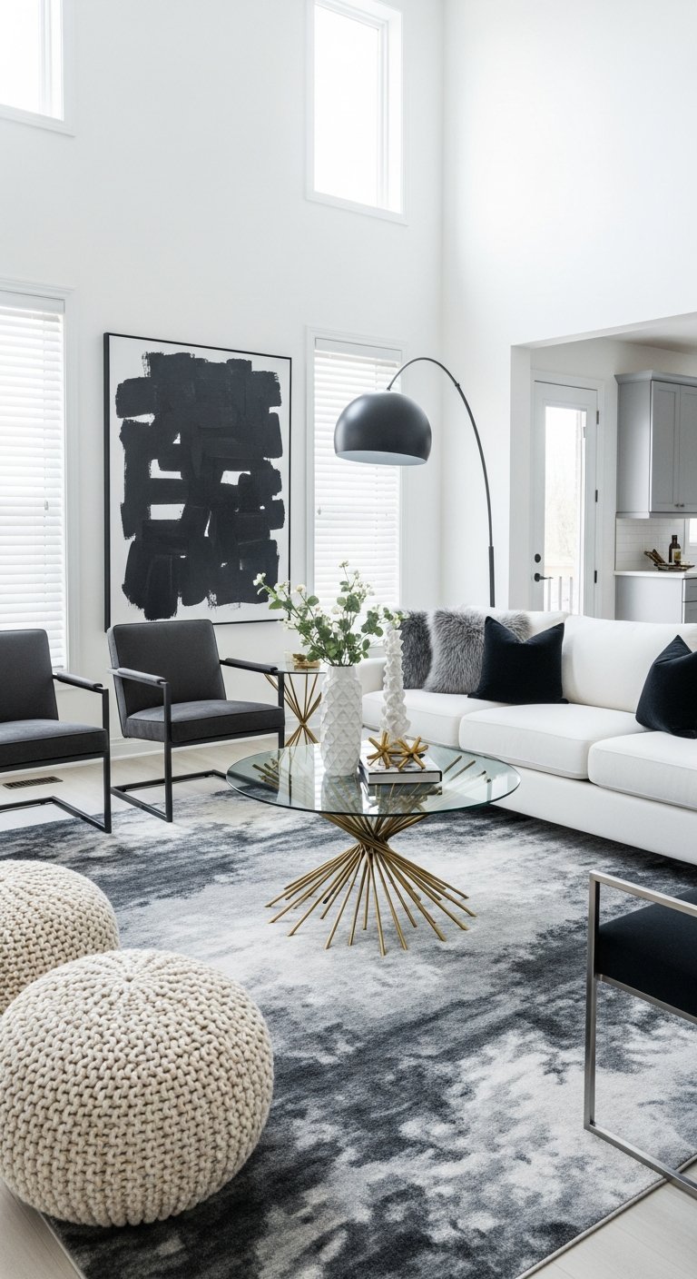 salon noir et blanc moderne