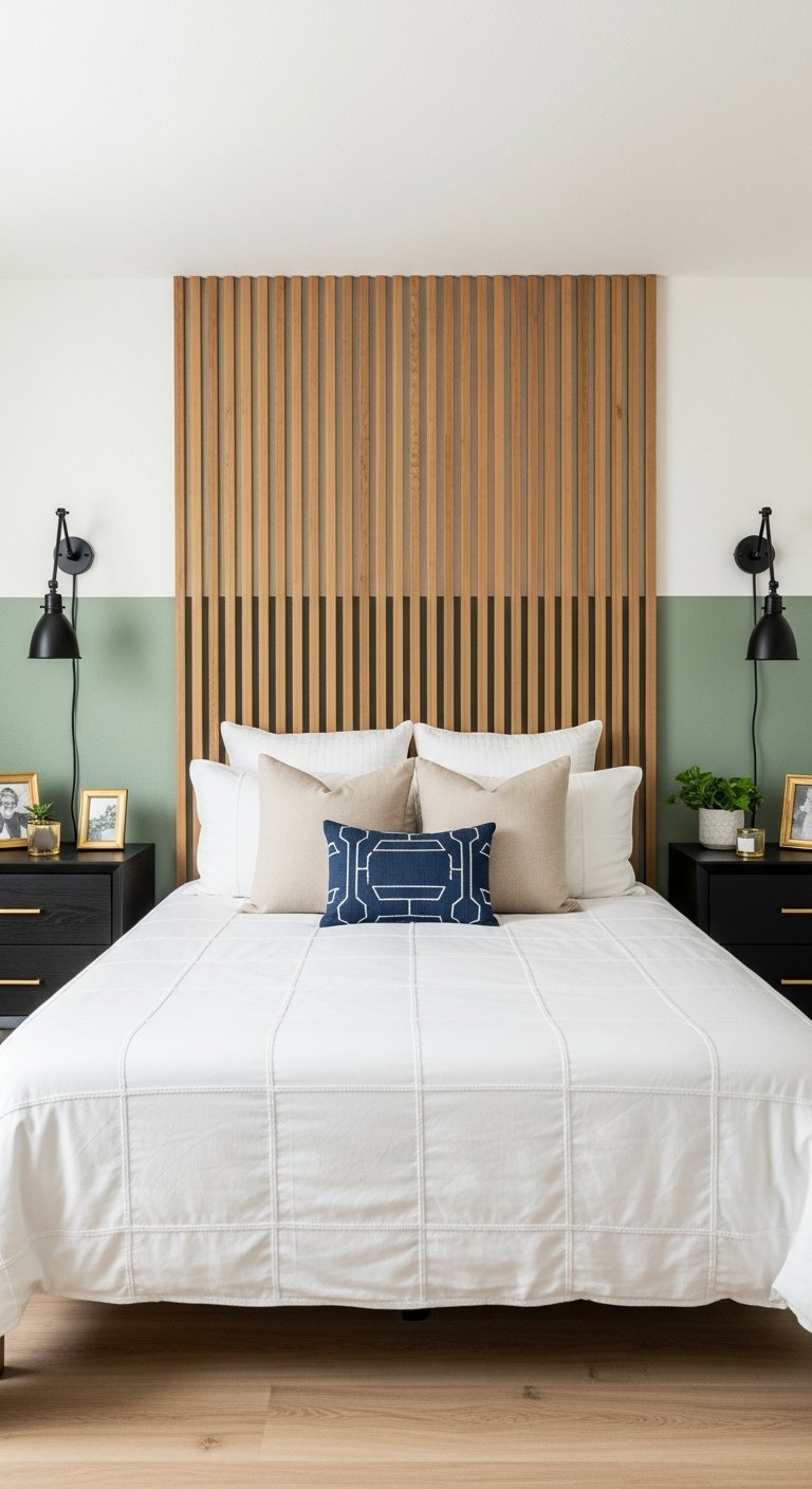 tete de lit tasseau vert sauge