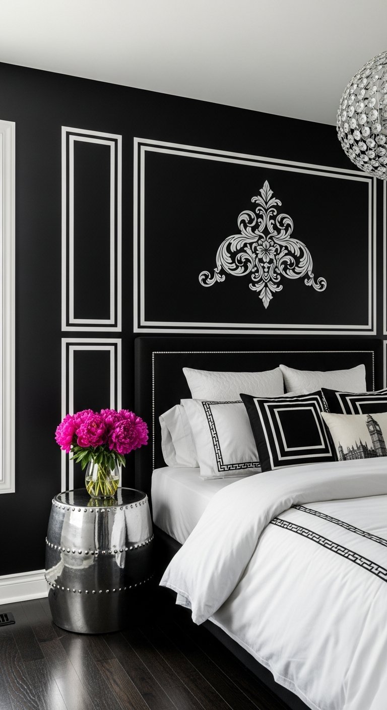 panneau noir moulures peintes