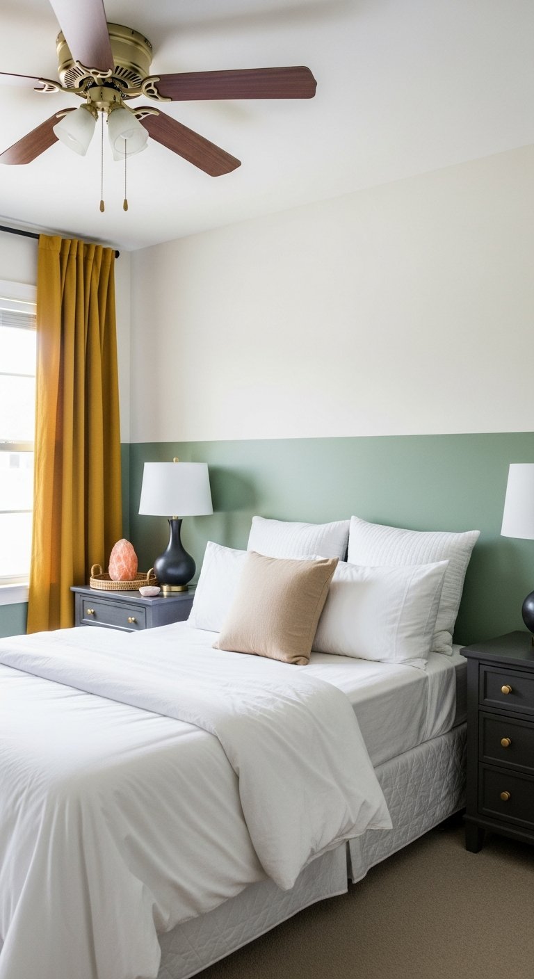 soubassement vert sauge chambre