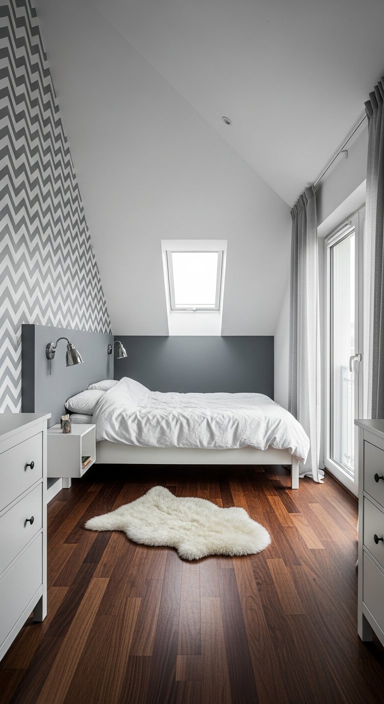 papier peint chevron gris